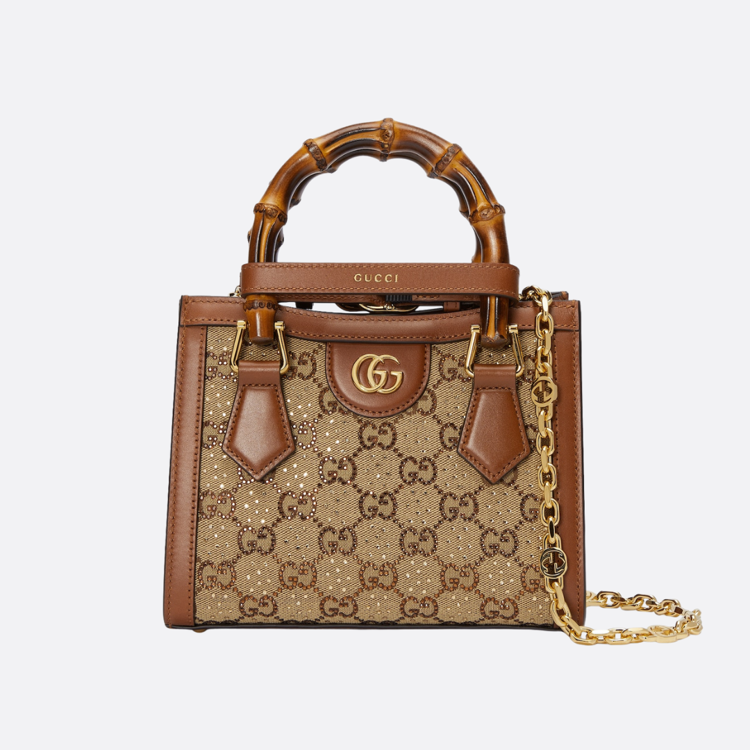 GUCCI DIANA SMALL TOTE BAG WITH CRYSTALS