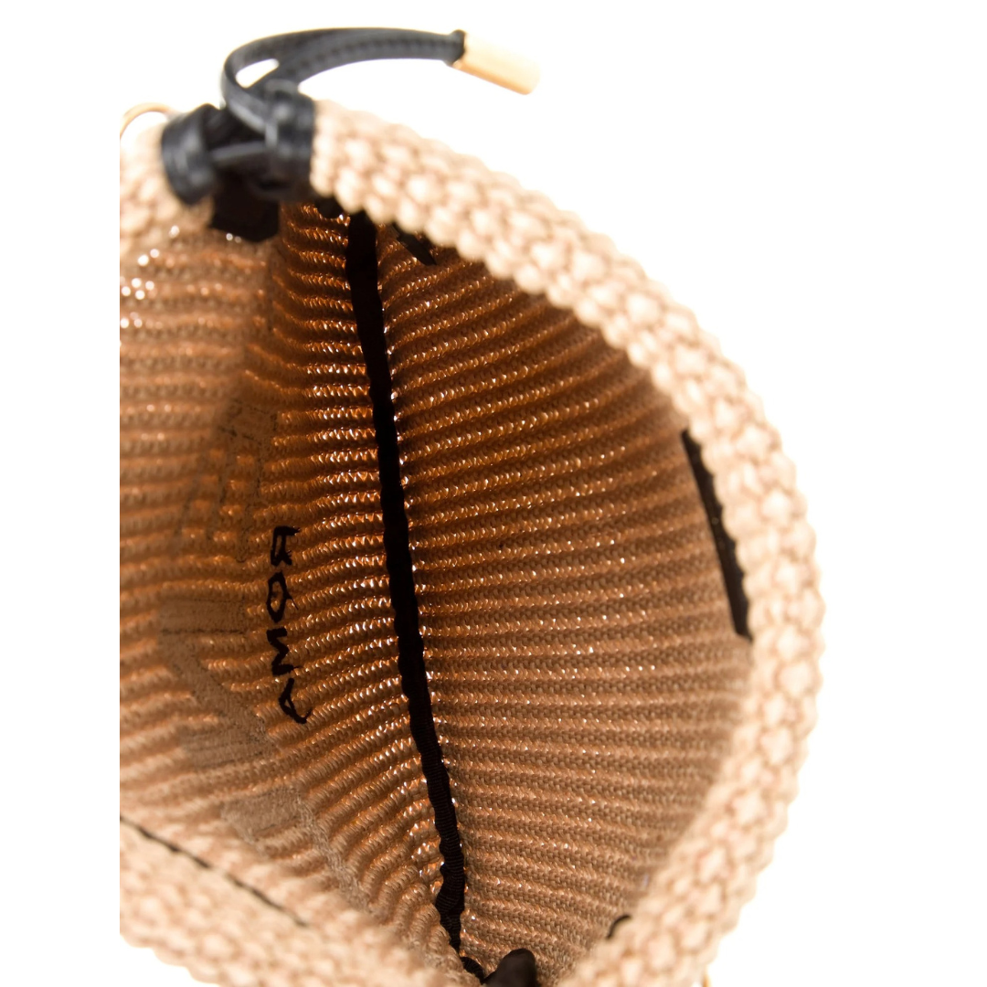 FENDI SACK SMALL WOVEN STRAW BAG IN BEIGE