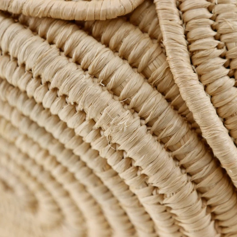 CELINE CLASSIC BREADING BASKET IN SMALL WITH BRAIDED TRIOMPHE MADE OF RAFFIA AND CALFSKIN